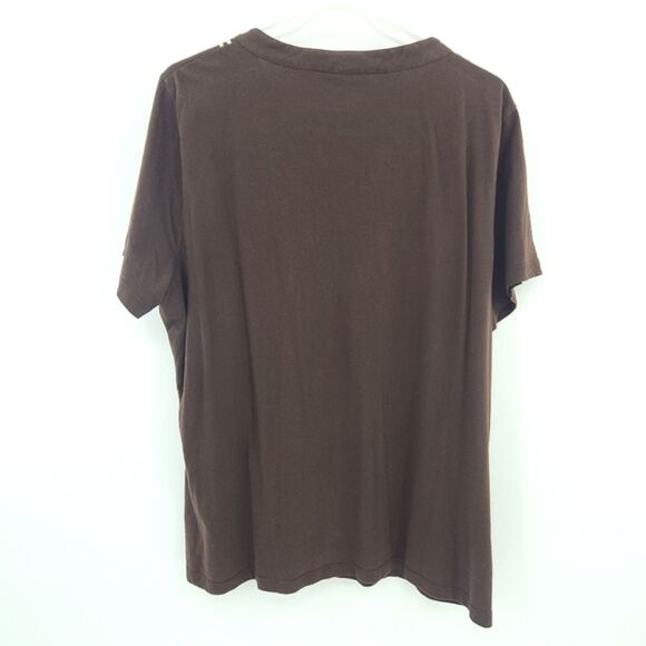 JM Woman Blouse Top Womens Plus Size 3X Brown Embroidered Short Sleeve Knit Boho - Picture 3 of 7